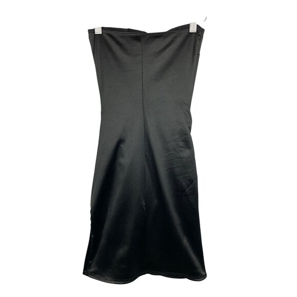 Windsor Black Satin Ruched Strapless Dress XS - Picture 2 of 5